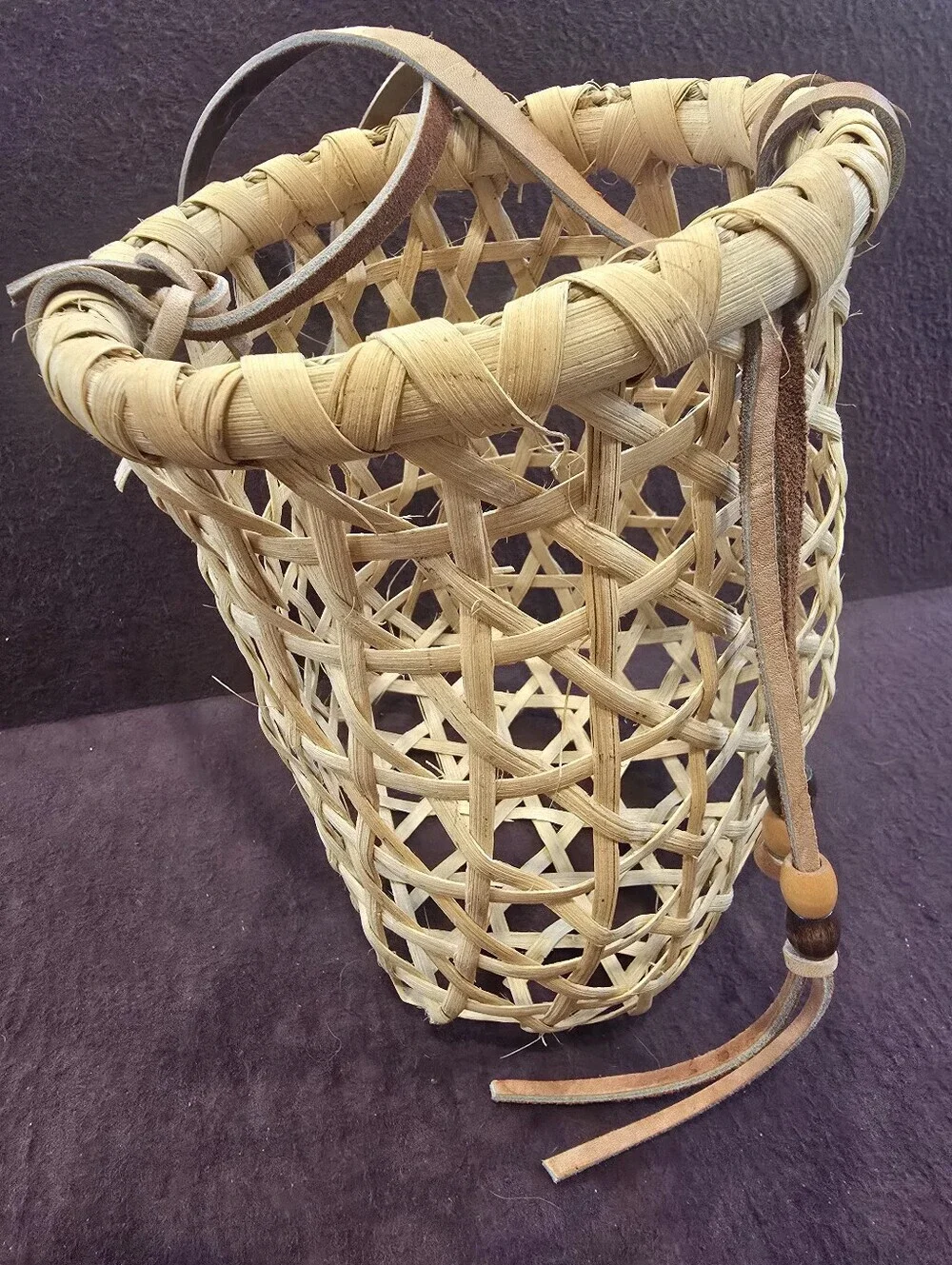 Vtg Basket Ikebana Gathering Fishing Handmade Unused
